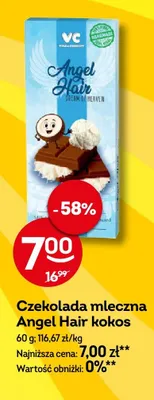 Czekolada mleczna Angel Hair kokos promocja w Żabka