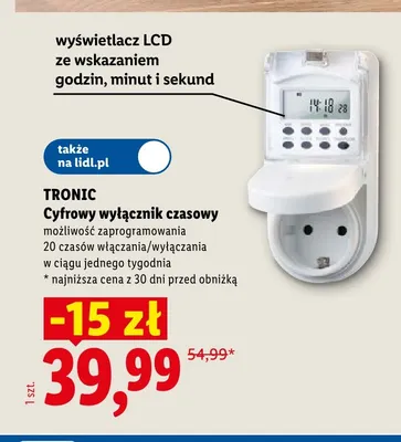 Cyfrowy wyłącznik czasowy Tronic promocja w Lidl