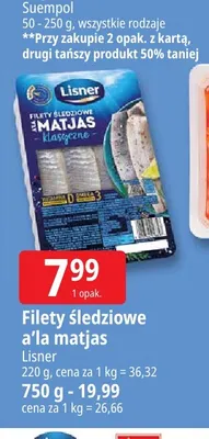 Filety śledziowe a'la matjas Lisner 220 g promocja w Leclerc