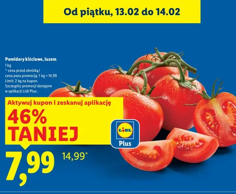 Pomidory kiściowe, luzem promocja w Lidl