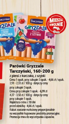 Parówki Gryzzale z piersi z kurczaka Tarczyński promocja w Twój Market