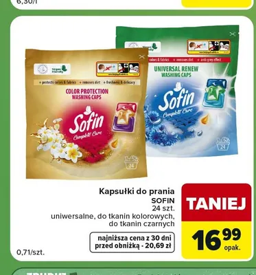 Kapsułki do prania Sofin Universal Renew promocja w Carrefour Express