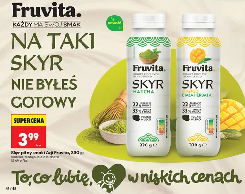 Jogurt pitny skyr matcha promocja w Biedronka