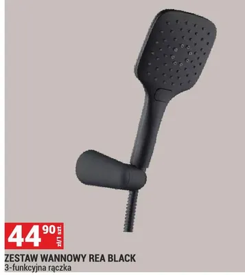 Zestaw wannowy Rea Black 3-funkcyjna rączka promocja w Merkury Market