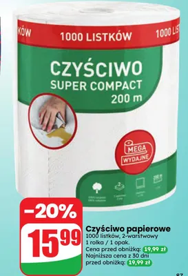 Czyściwo papierowe 2-warstwowe promocja w Dino