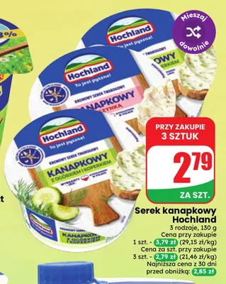 Serek kanapkowy Hochland ze szczypiorkiem promocja w Dino