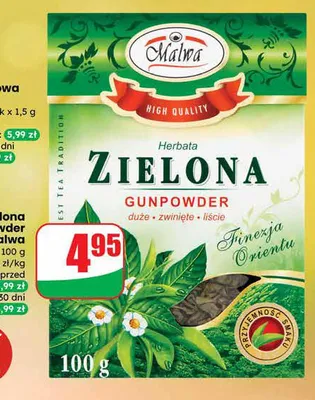 Herbata zielona Gunpowder promocja w Dino