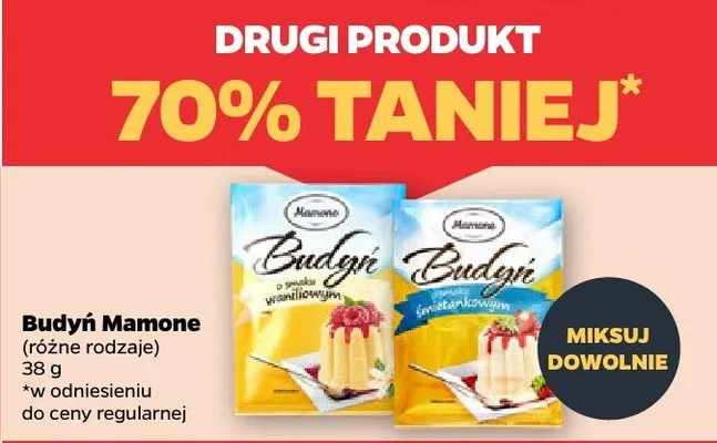 Budyń Mamone, różne rodzaje DRUGI -70% promocja w Netto