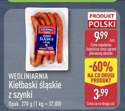 Kiełbaski śląskie z szynki WĘDLINIARNIA promocja w Aldi