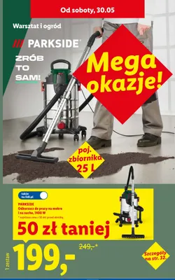 Odkurzacz do pracy na mokro i na sucho PARKSIDE 1400W 25l promocja w Lidl