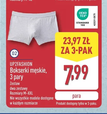Bokserki męskie 3-pak UP2FASHION promocja w Aldi