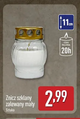 Znicz szklany zalewany mały promocja w Aldi