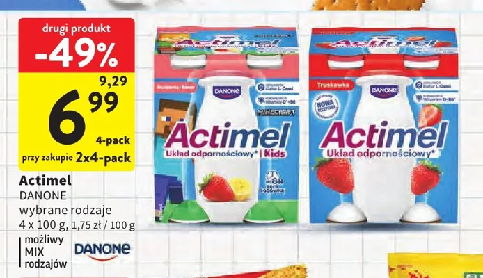 Jogurt pitny Actimel Danone Kids Minecraft 4-pak promocja w Intermarche