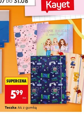 Teczka A4 z gumką Kayet promocja w Biedronka