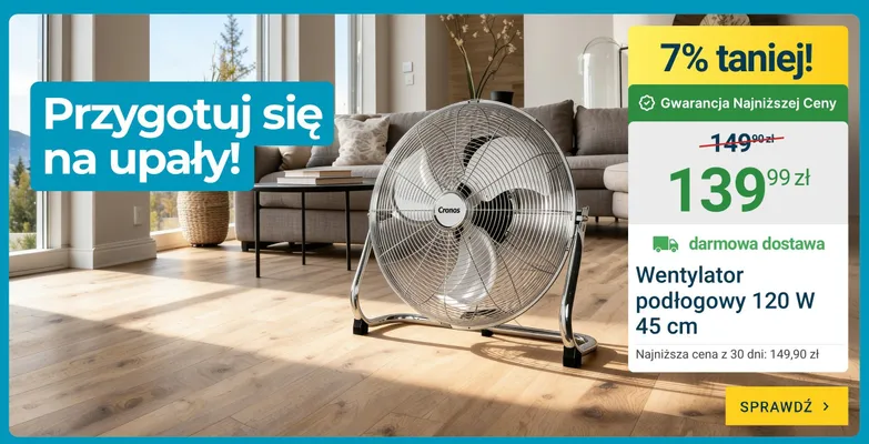 Wentylator podłogowy Cronos 120W 45 cm promocja w ERLI