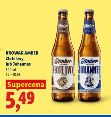 Piwo Złote Lwy Browar Amber promocja w Lidl