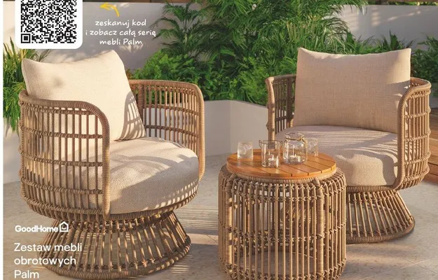 Zestaw mebli obrotowych Palm promocja w Castorama