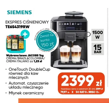 Ekspres ciśnieniowy TE654319RW Siemens promocja w Max Elektro