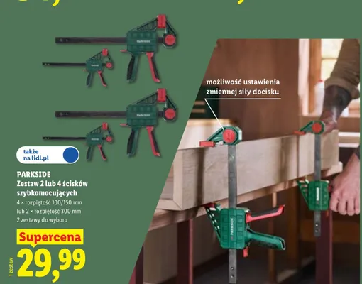 Zestaw 4 ścisków szybkomocujących Parkside promocja w Lidl