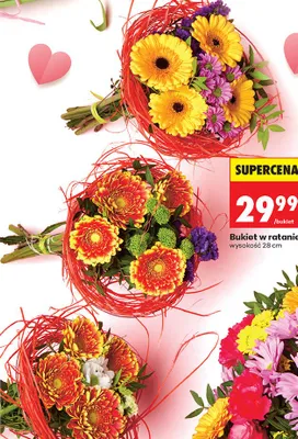 Bukiet w ratanie wysokość 28 cm promocja w Biedronka