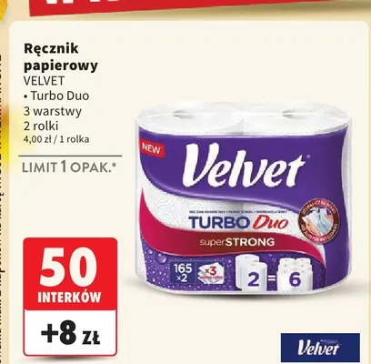 Ręcznik papierowy Turbo Duo 3 warstwy Velvet promocja w Intermarche