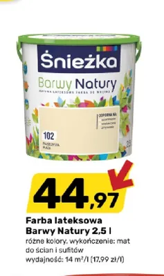 Farba lateksowa Śnieżka Barwy Natury promocja w Bricomarche