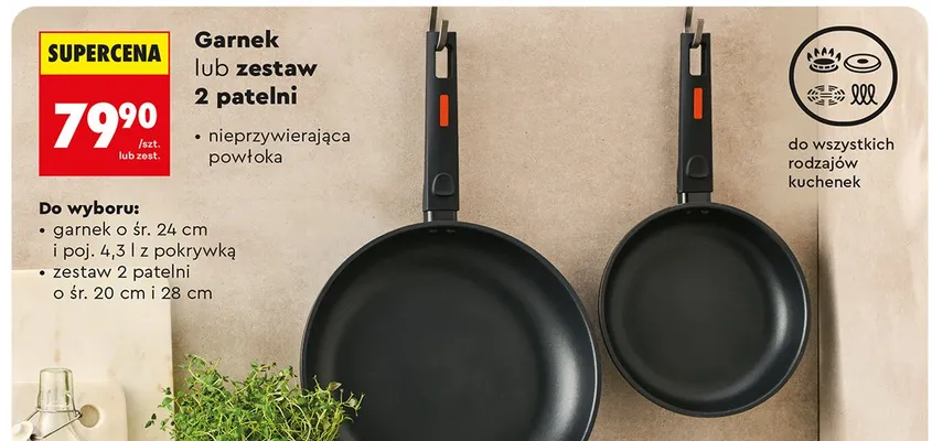 Zestaw 2 patelni 20 cm i 28 cm promocja w Biedronka