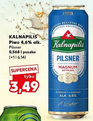 Piwo Kalnapilis Pilsner Magnum Apyniais 4,6% alk. promocja w Kaufland