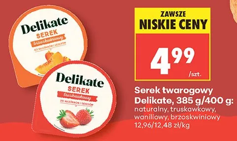 Serek twarogowy brzoskwiniowy Delikate 385g/400g promocja w Biedronka