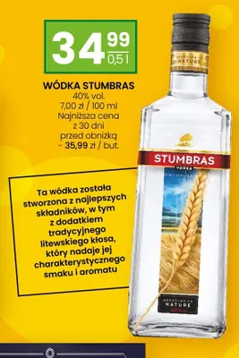 Wódka Stumbras 40% vol. promocja w Twój Market