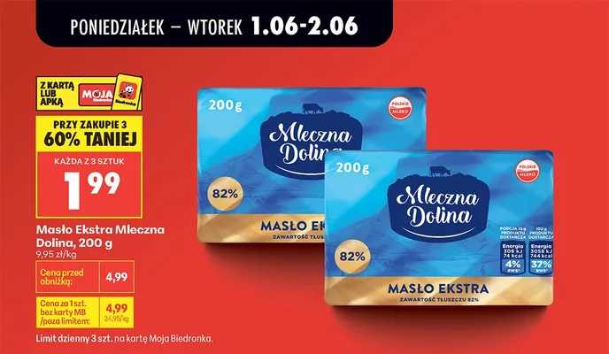 Masło Ekstra Mleczna Dolina promocja w Biedronka