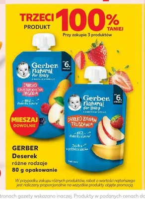 Deserek Gerber Natural for Baby Jabłko Gruszka Malina Jagoda promocja w Kaufland
