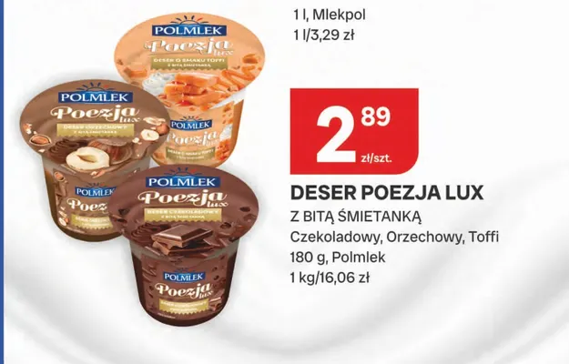 Deser Poezja Lux z bitą śmietanką toffi Polmlek promocja w Chorten