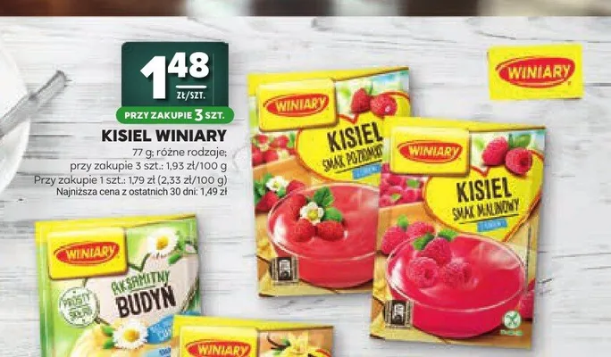 Kisiel Winiary o smaku malinowym promocja w Stokrotka