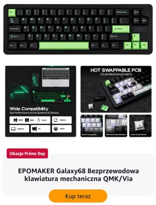 Klawiatura mechaniczna EPOMAKER Galaxy68 Bezprzewodowa QMK/Via promocja w Amazon