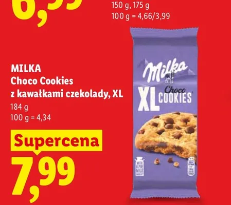 Ciastka Choco Cookies z kawałkami czekolady XL Milka promocja w Lidl