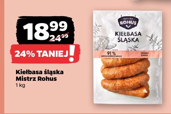 Kiełbasa śląska Mistrz Rohus promocja w Netto