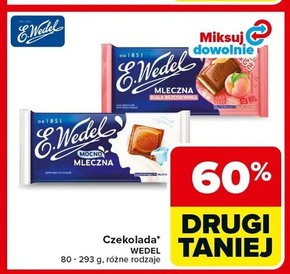 Czekolada mleczna biała brzoskwinia E.Wedel promocja w Carrefour Market