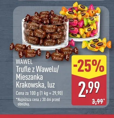 Cukierki Trufle z Wawelu luz promocja w Aldi