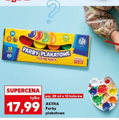 Farby plakatowe Astra 12 kolorów promocja w Kaufland