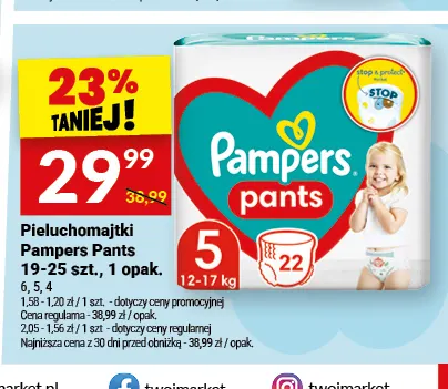Pieluchomajtki Pampers Pants 5 promocja w Twój Market