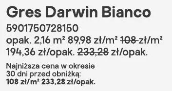 Gres Darwin Bianco promocja w Castorama