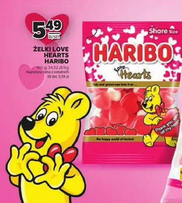 Żelki Love Hearts Haribo promocja w Stokrotka