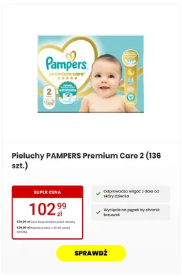 Pieluchy jednorazowe Pampers Premium Care 2 136-pak promocja w Media Expert