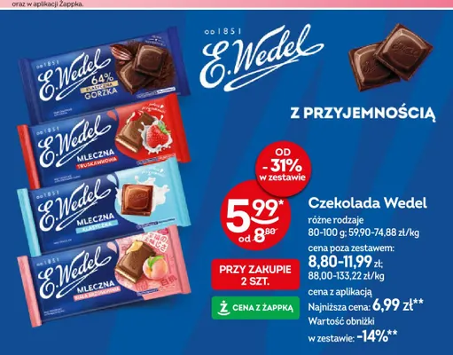 Czekolada Wedel mleczna biała brzoskwinia promocja w Żabka