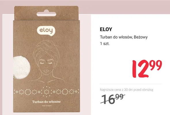 Turban do włosów, beżowy Eloy promocja w Rossmann