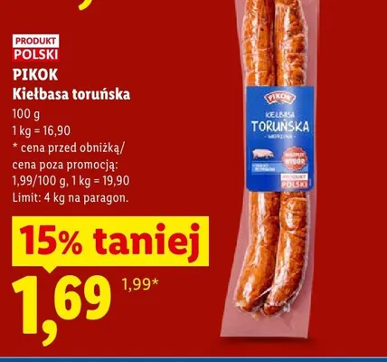 Kiełbasa toruńska PIKOK promocja w Lidl