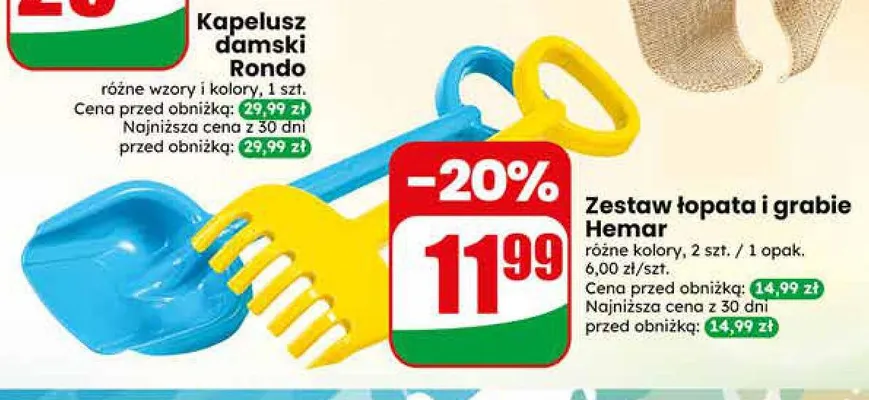 Zestaw łopata i grabie Hemar promocja w Dino