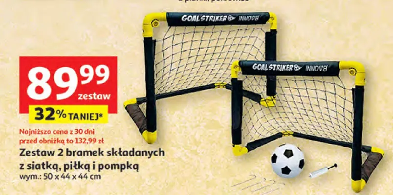 Zestaw 2 bramek składanych z siatką, piłką i pompką promocja w Auchan