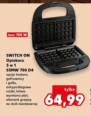 Opiekacz 3 w 1 Ssmw 750 D4 Switch On promocja w Kaufland